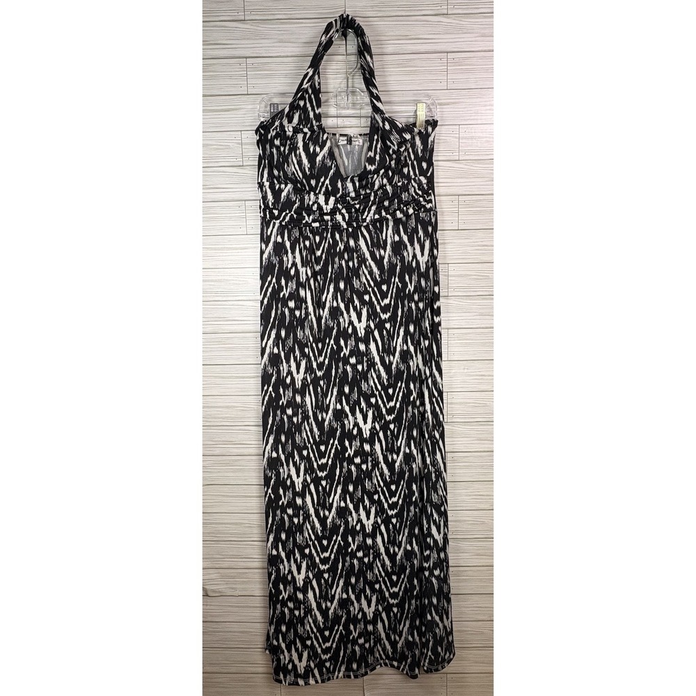 Claudia Richard Women's Halter Dress Black & White Summer Polyester Sz Lg